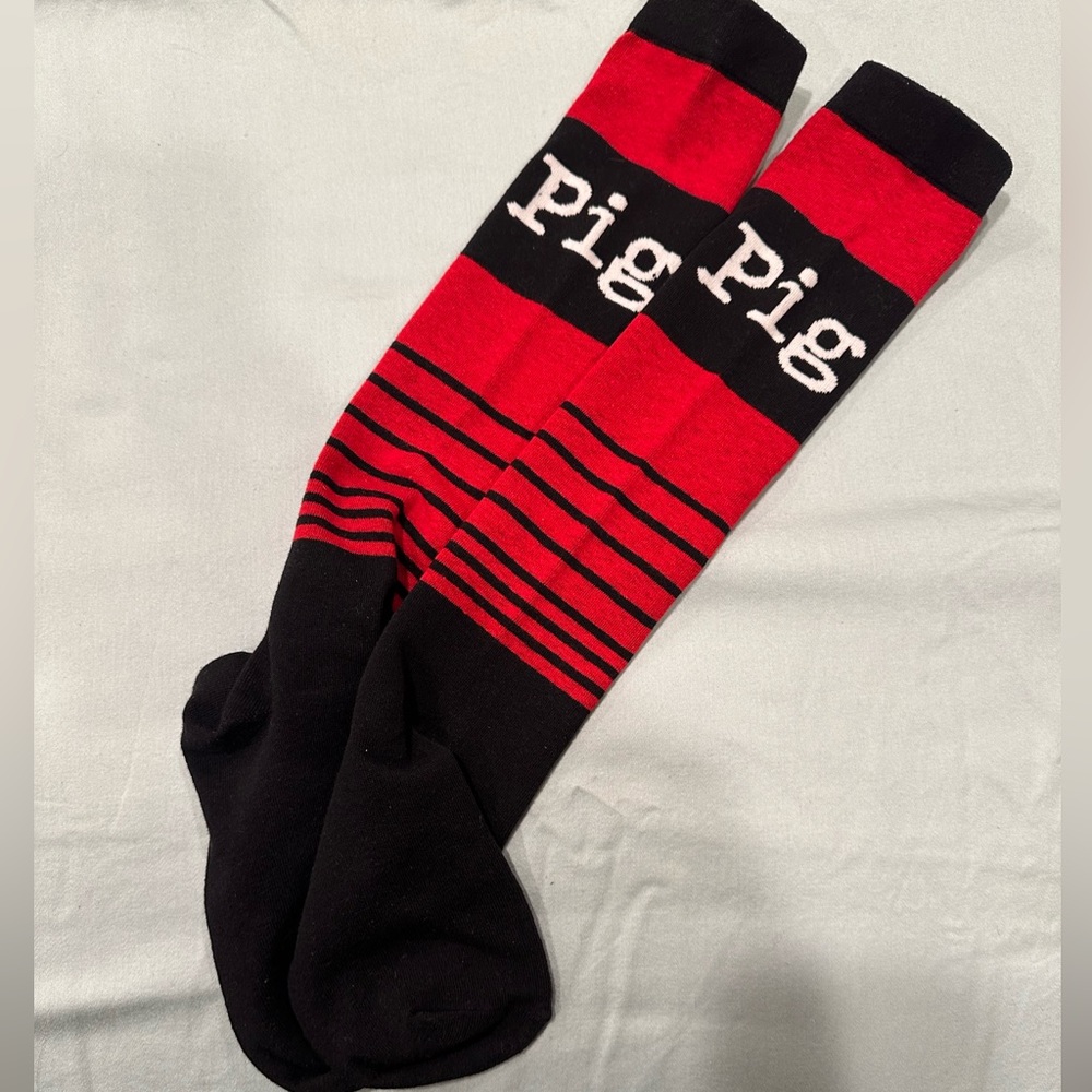 Andrew Christian Pig socks in black and red